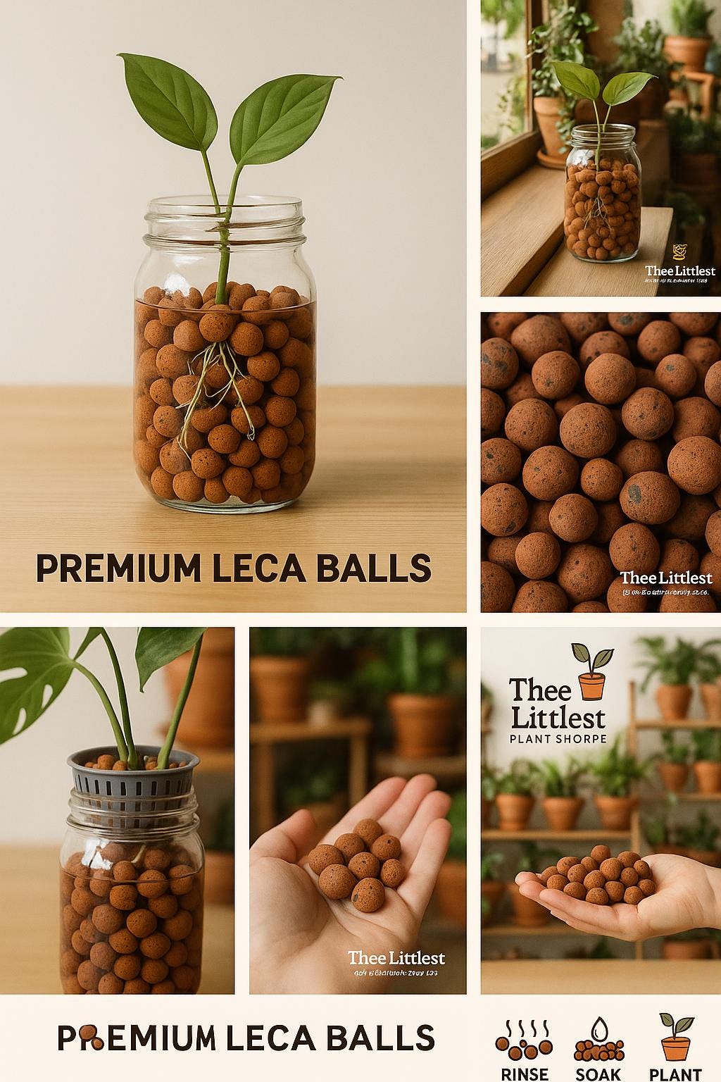 Premium LECA Balls for Plants, Clay Pebbles for Semi-Hydroponics, Soil Aeration & Drainage, Root-Friendly and Reusable Growing Medium