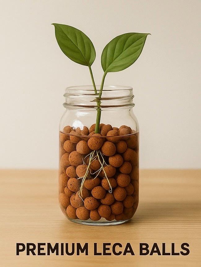Premium LECA Balls for Plants, Clay Pebbles for Semi-Hydroponics, Soil Aeration & Drainage, Root-Friendly and Reusable Growing Medium
