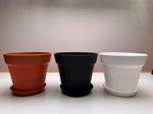Trio of 4-Inch Flower Pots | Terracotta, Black & White Planters | Modern Indoor Plant Pots with Saucers