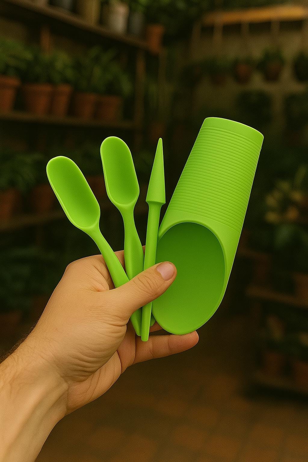 4 Piece Mini Gardening Tool Set | Shovel, Transplanter, Punching Tool,  Spoon | Succulent & Houseplant Care Kit | Plant Lover Gift