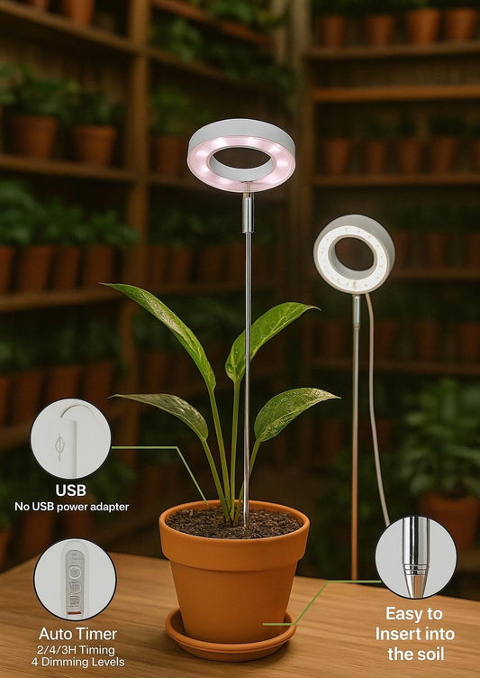 Full Spectrum Grow Light for Indoor Plants | Adjustable Height,  Brightness | 2/4/8H Timer | LED Plant Lamp for Seedlings, Herbs, Flowers