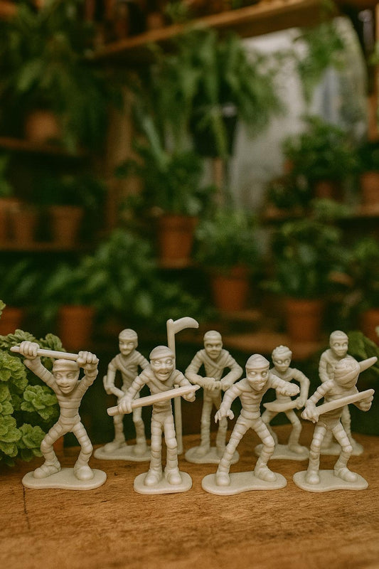 Mummy Army Miniatures | Spooky Figurines for Terrariums, Fairy Gardens, Halloween Décor & Collectible Displays